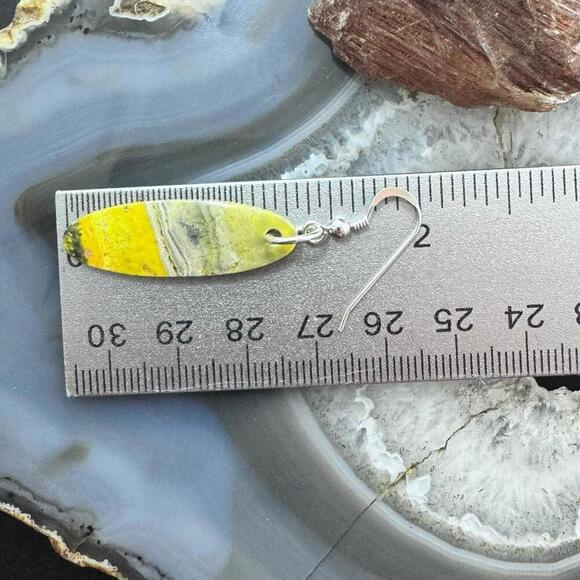 Sterling Silver Oval Bumblebee Jasper Slab Dangle Earrings For Women #166 - Picture 10 of 10